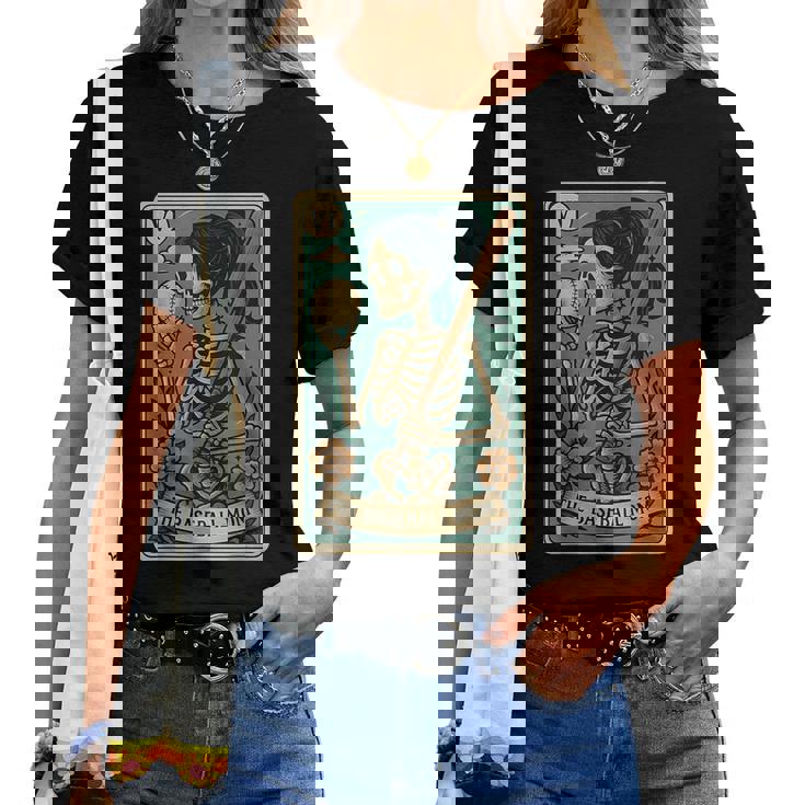Baseball Mom Tarot Card Skeleton Mama Women T-shirt