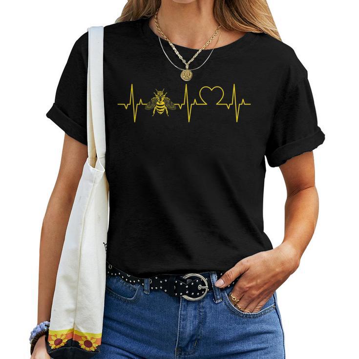 Bee Heartbeat Beekeepers Heart Ecg Beekeeping Honey Bee T-shirt Frauen