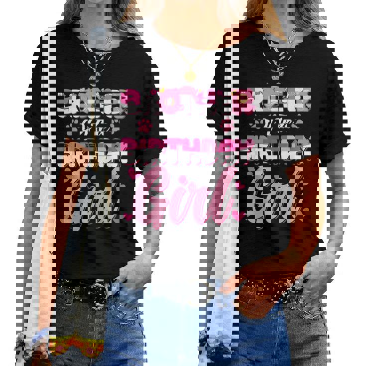 Brother Of The Birthday Girl Kitty Family Party Decorations Women T-shirt