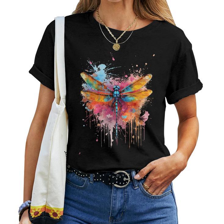 Colourful Dragonfly With Spray Effect T-shirt Frauen