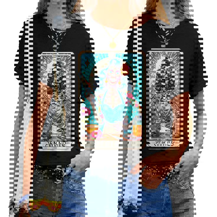 Cool Mama Club Tarot Card Skeleton Halloween Women T-shirt