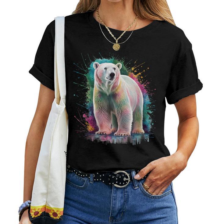 Eisbär Women's Colourful Watercolour Polar Bear T-shirt Frauen