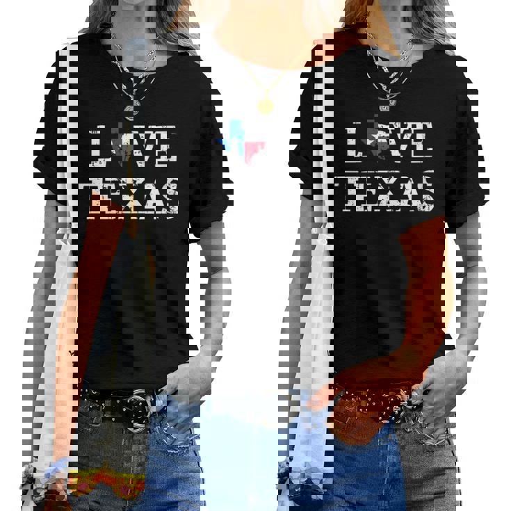 Êtements D'artintage Du Drapeau De L'état Du Texas En Détresse Love Texas T-shirt femme