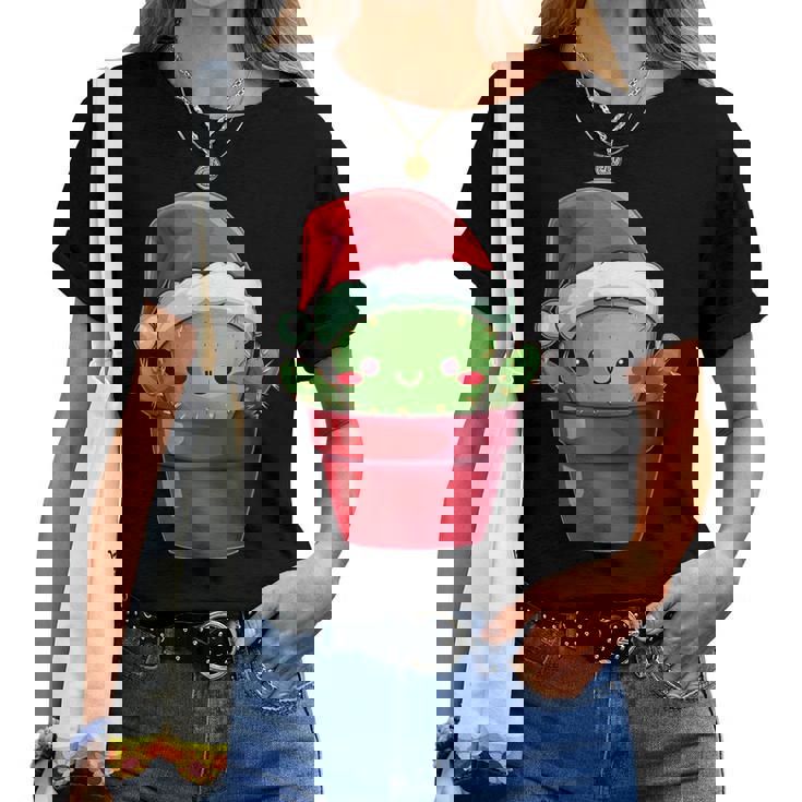 Feliz Navidad Árbol De Cactus Kawaii Amante De Cactus Divertido Navidad Camiseta de mujer