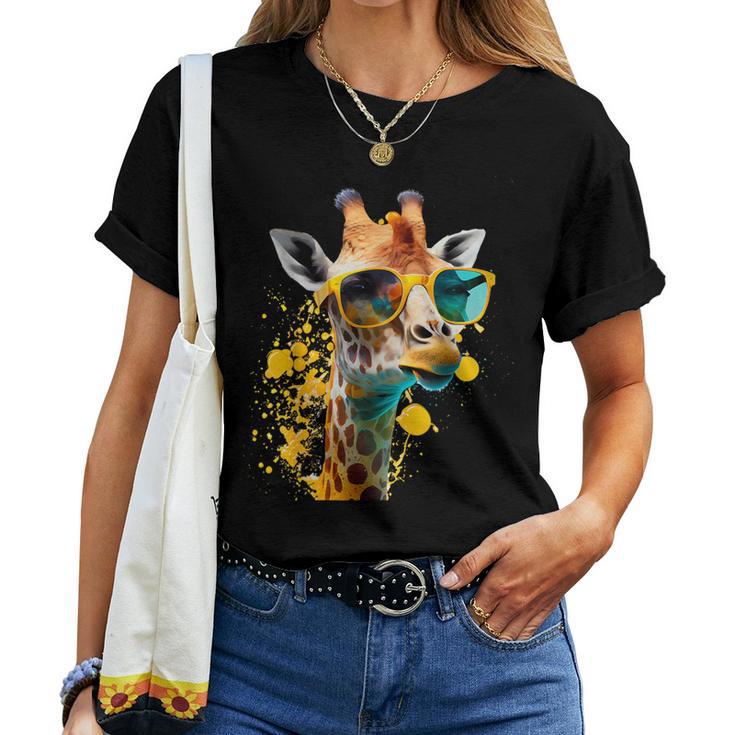 Giraffe Sonnenbrille Urlaub Sonne Natur Urlauber Dschungel T-shirt Frauen