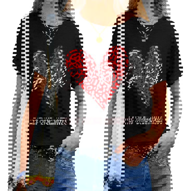 Go Red For Heart Disease Awareness Month Leopard Women T-shirt