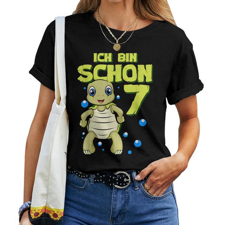 Ich Bin Schon 7 Years Boy Girl Birthday Turtle T-shirt Frauen