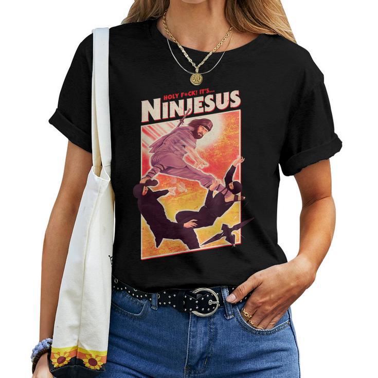 It's Ninjesus 80S Action Film Parody Christian Jesus T-shirt Frauen