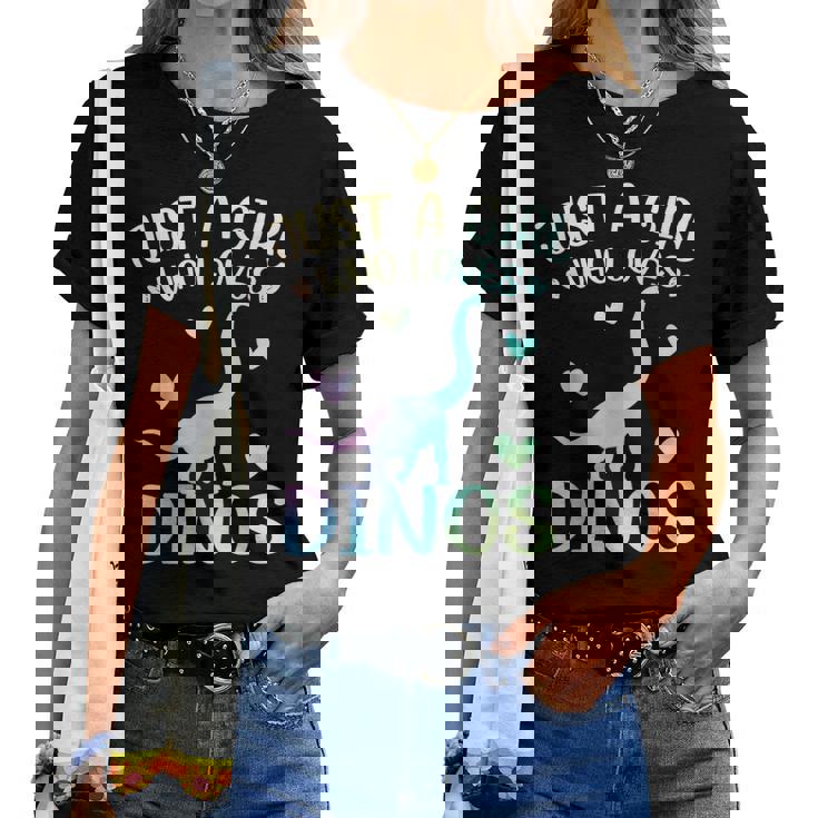 Just A Girl Who Loves Dinos La Chica De Los Dinosaurios Camiseta de mujer