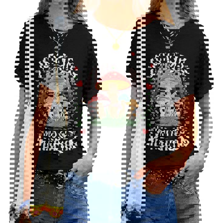 Just A Girl Who Loves Mushrooms Retro Nature N Cute Women T-shirt
