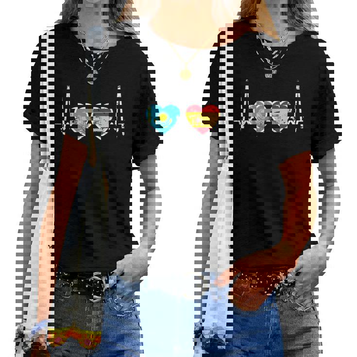 Kazajo Qazaqstan Orgullo Kazajstán Regalosintage Latido Bandera Español Kazajo Niños Hombre S Manga De Doble Puntada Negro Talla S Camiseta de mujer