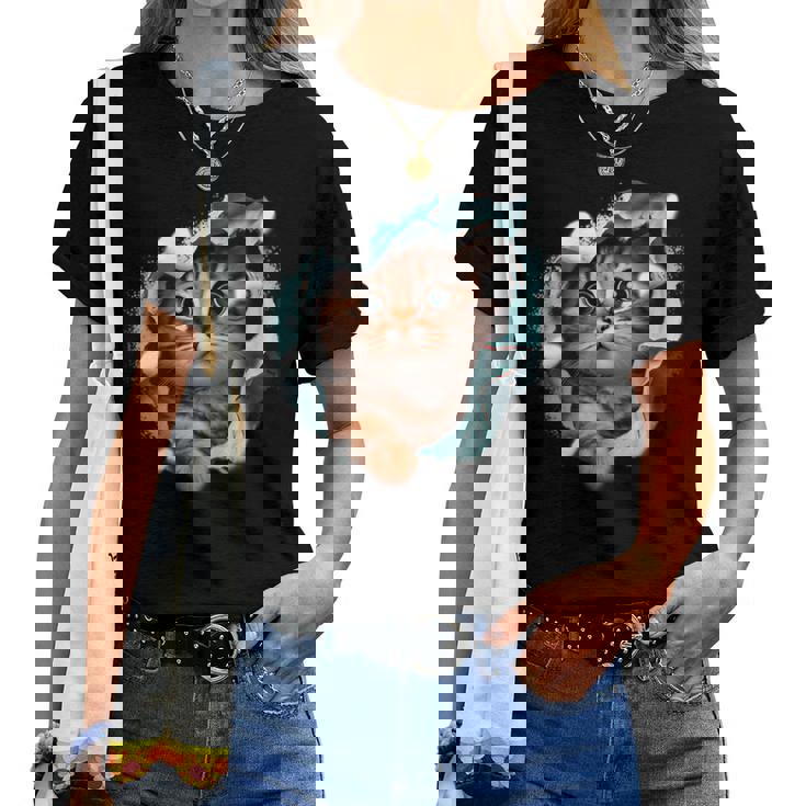 Cats Gato Naranja Y Blanco Cuello Camiseta de mujer Regaloses