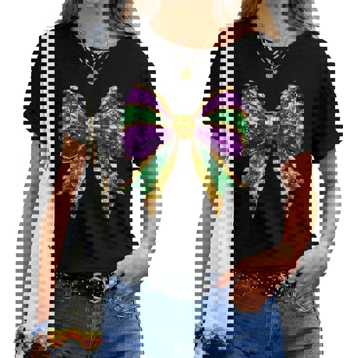 Mardi Gras Coquette Bow Fat-Tuesday New Orleans Girls Women T-shirt