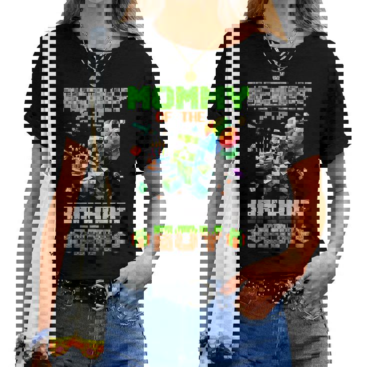 Mom Of The Birthday Boy Party Video Gamer Pixel Number Women T-shirt