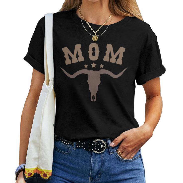 Mom Skull Highland Cow Boy Western Rodeo Family Matching Women T-shirt