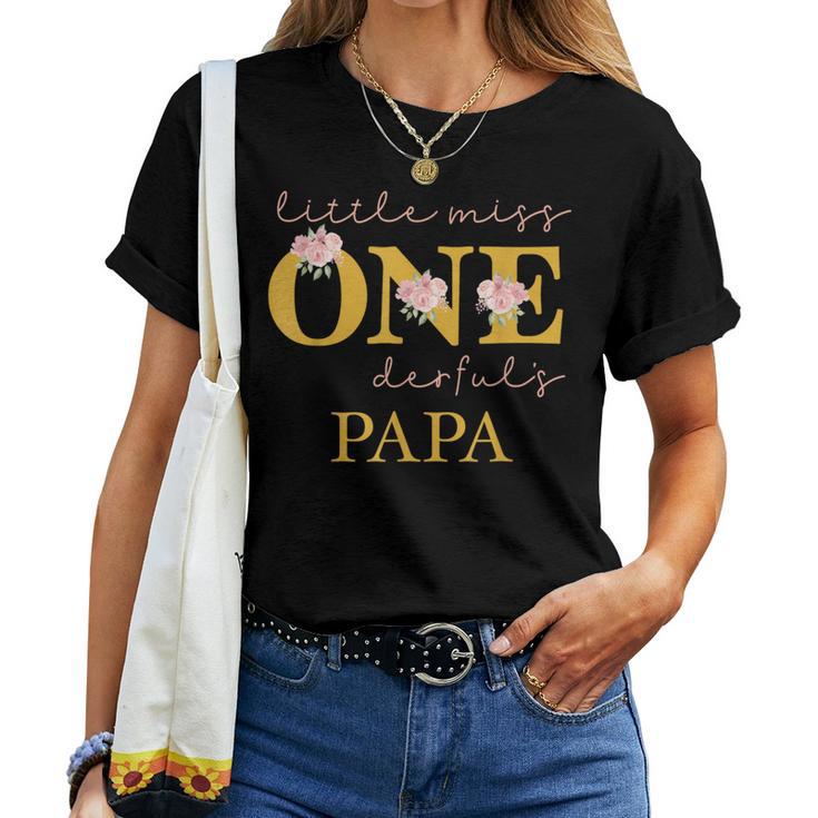 Papa Little Miss Onederful Birthday Party 1 Year Old Girl T-shirt Frauen