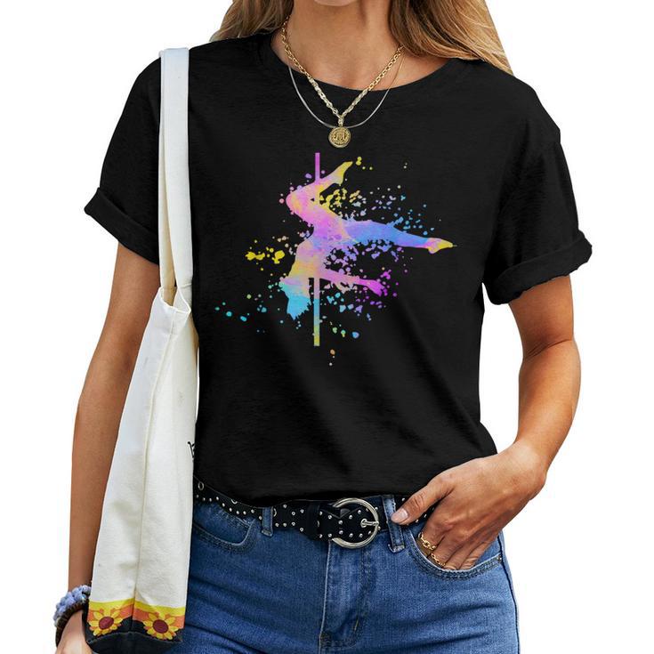 Poledance Bar Pole Dance Fitness Paint Splash Women's T-shirt Frauen