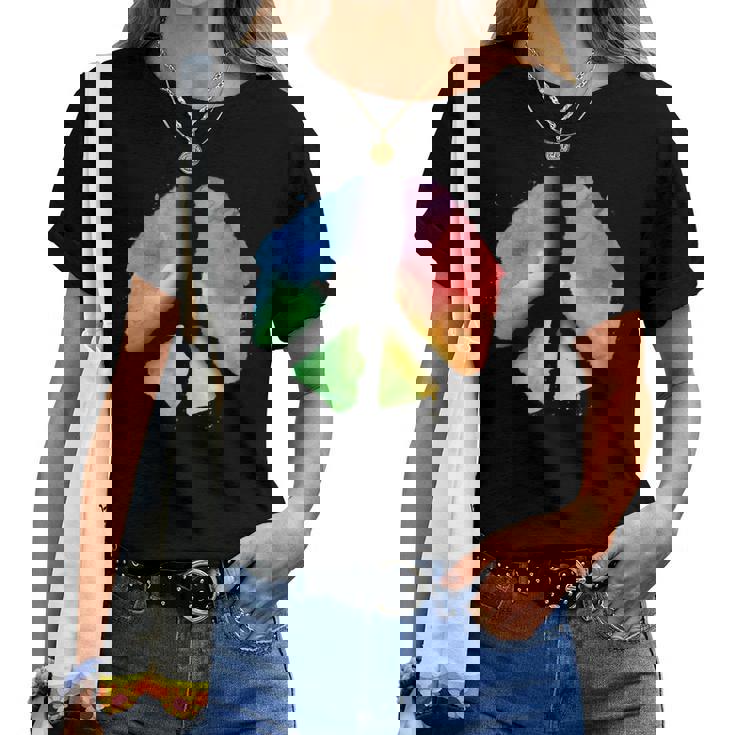 Signe De Paix Aquarelle Arc-En-Ciel Symbole De Paix Minimali T-shirt femme