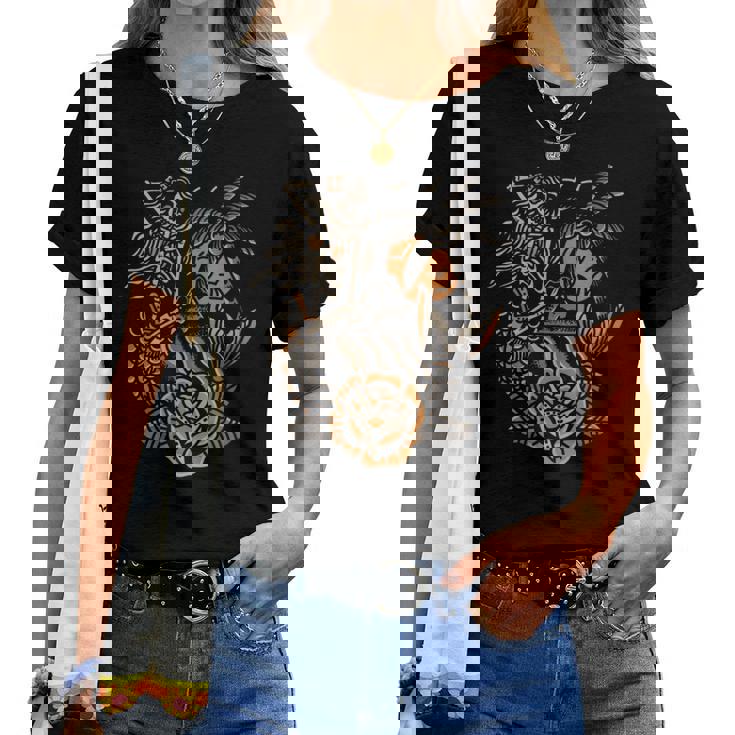 Sirène Squelette Traditionnel Tatouage Old School Tattoo Flash T-shirt femme