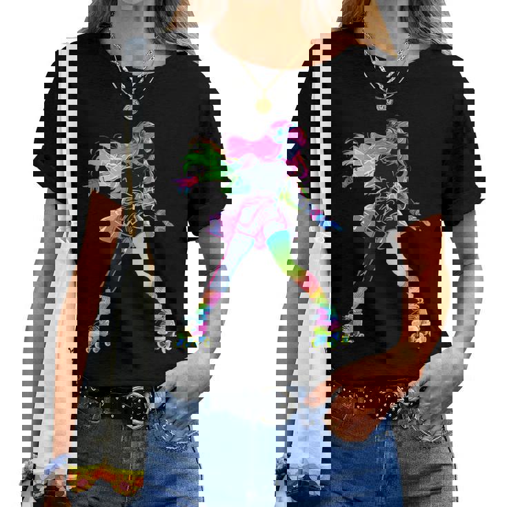 Skating Girl Roller Skater Disco 70 80 Retro Party Camiseta de mujer