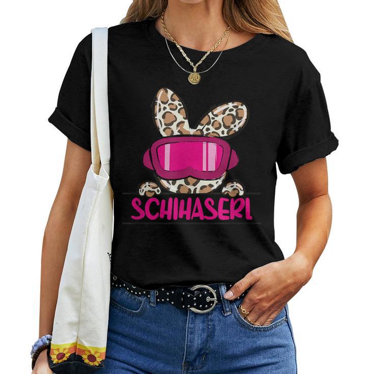 Ski Haserl Skifahrerin Oder Pistenbunny Mit Leoprint T-shirt Frauen