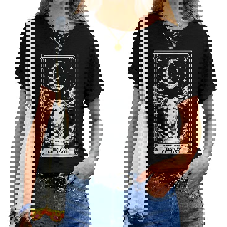 Tarot Card Vintage Crescent Moon Italian Greyhound Dog Mom Women T-shirt