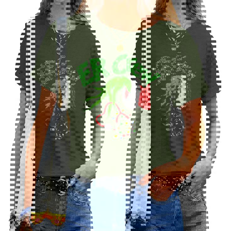 Er Christmas Nurse Crew Nursing Christmas Pattern Women T-shirt