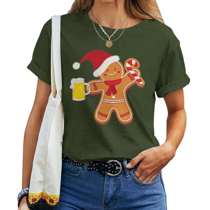 Gingerbread Man With Beer Christmas Xmas Jumper T-shirt Frauen