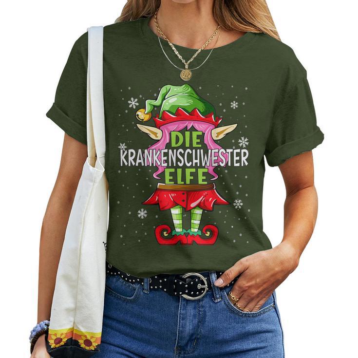 Nurse Elf Christmas Family Christmas T-shirt Frauen