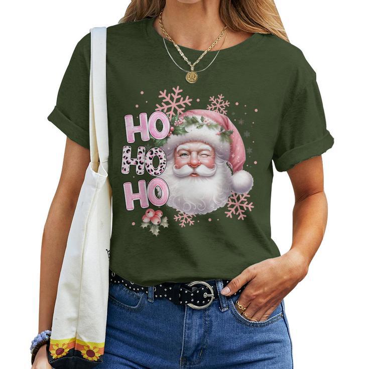 Santa Claus Pink Christmas Holidays Girls T-shirt Frauen