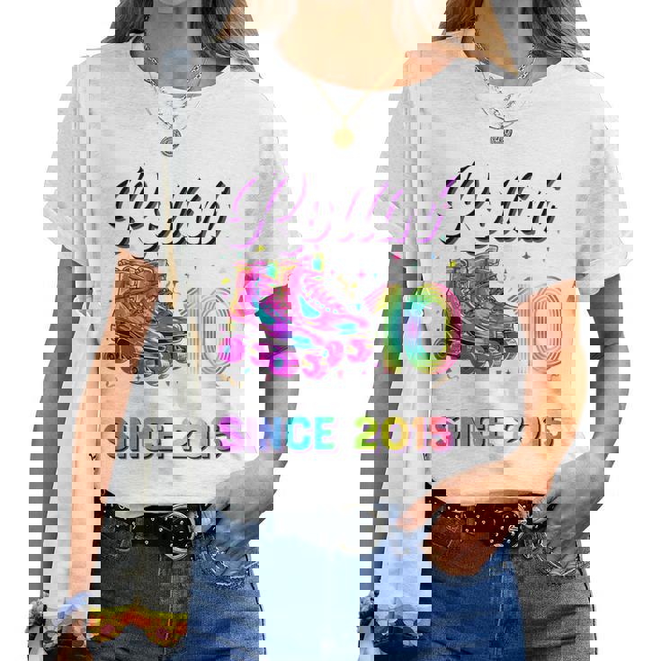 10Th Birthday Girl 10 Year Old Roller Skate Skating Women T-shirt