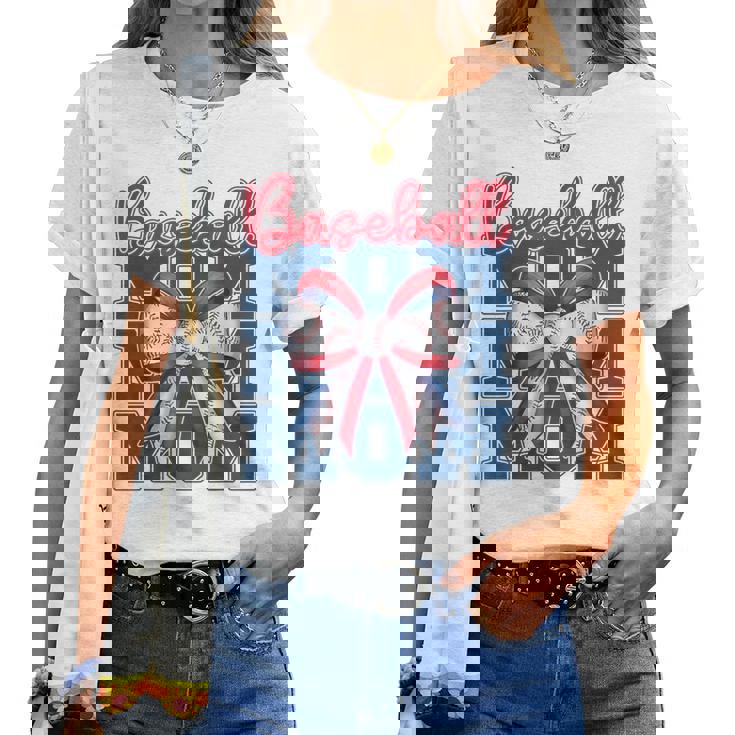 Baseball Mom Coquette Bow Sport Mama Women T-shirt