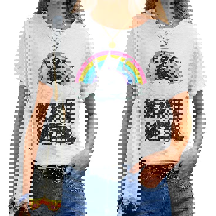 Death Metal Cat Satanic Banda De Punk Rock Para Niños Metal Rainbow Camiseta de mujer