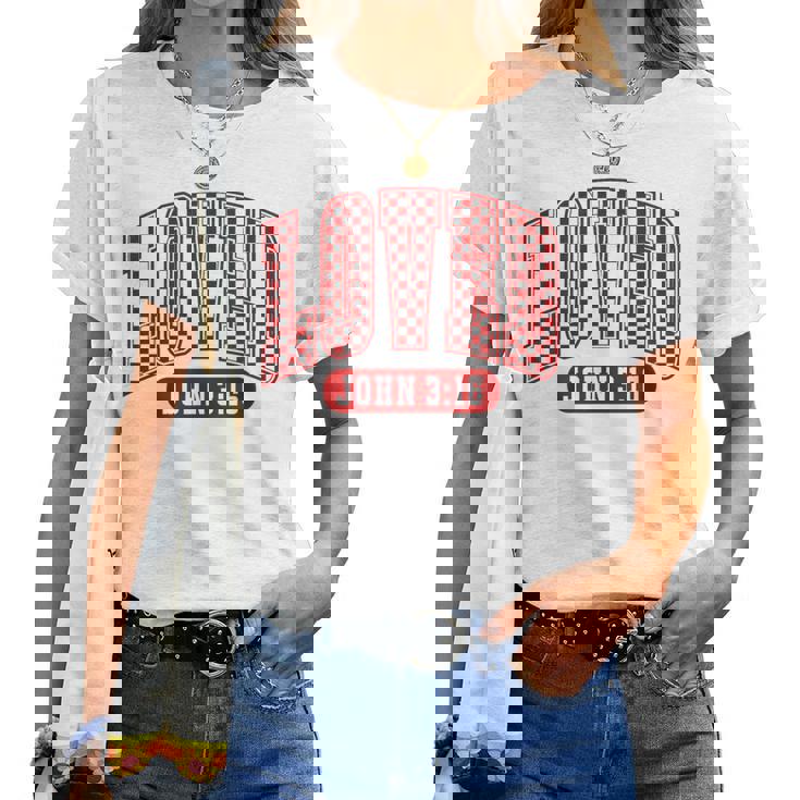 Retro Checked Christian Valentines Loved 3 Women T-shirt