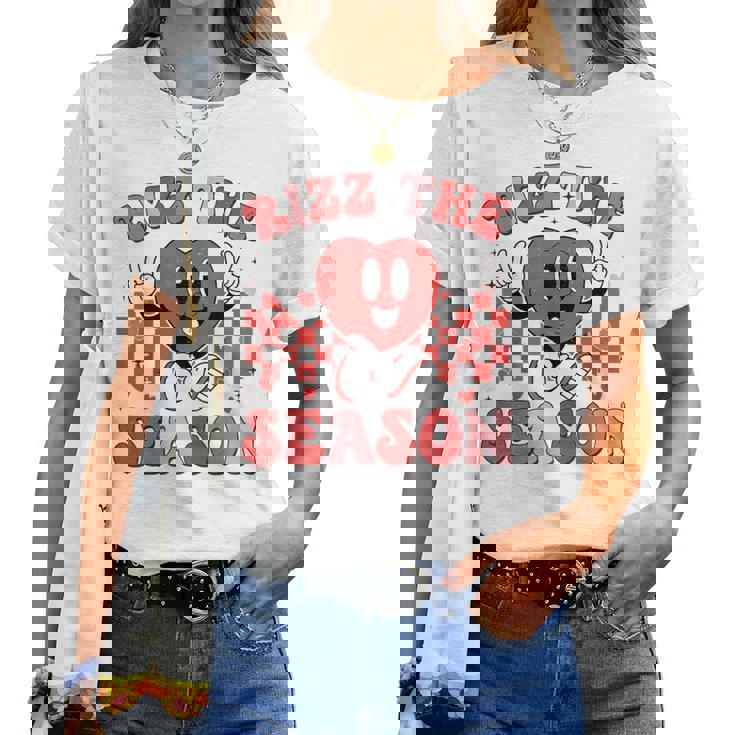 Rizz The Season Valentine Groovy Valentine Rizzler Women T-shirt
