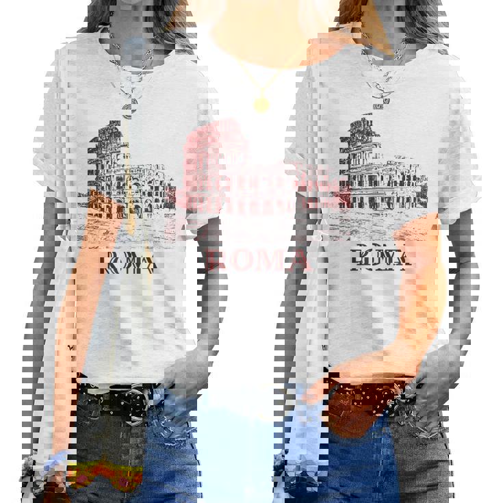 Roma Italia Coliseo Romano Ilustraciónintage Camiseta de mujer
