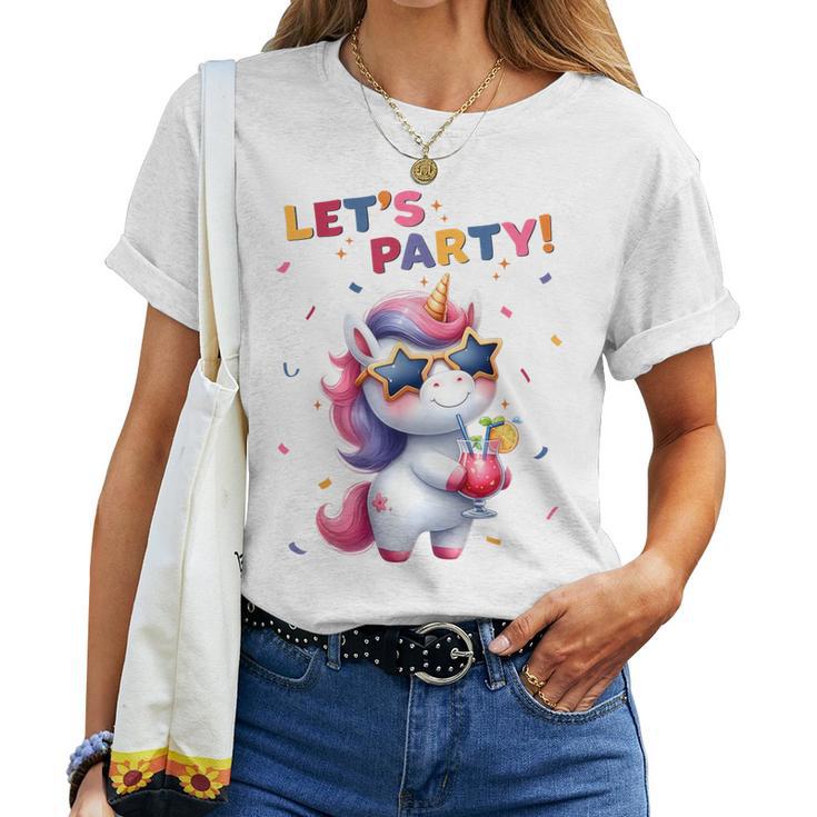 Unicorn Lets Party Outfit Boys Party Unicorn T-shirt Frauen