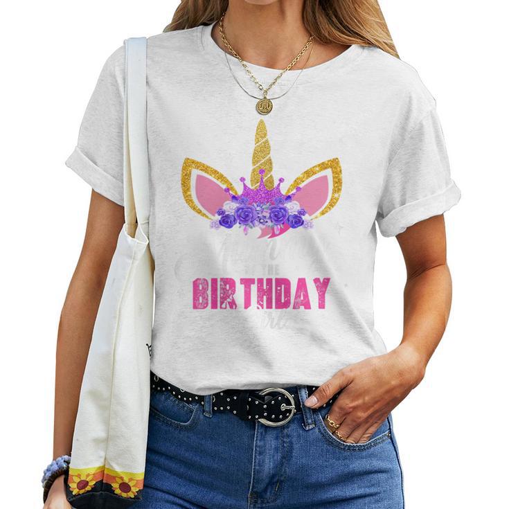 Women's Mummy Of The Birthday Girl Unicorn Mum Birthday Party Mother Blue T-shirt Frauen