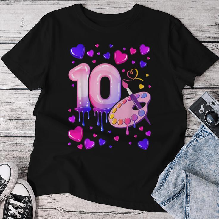 10Th Birthday Girl 10 Years Painting Number 10 T-shirt Frauen Lustige Geschenke