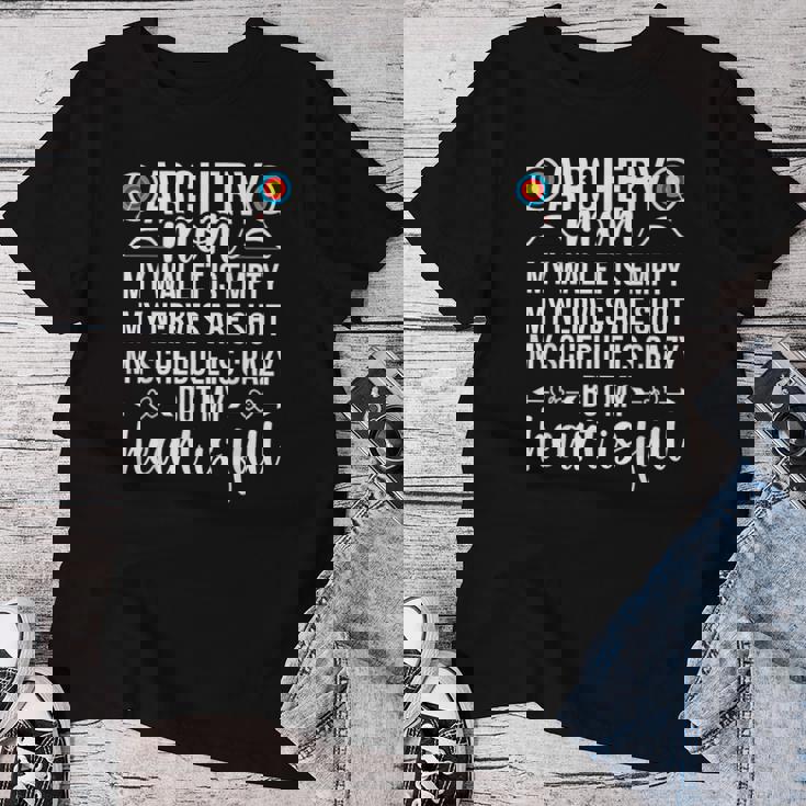 Archery Mom My Heart Is Full Archery Mother Of An Archer Mom Women T-shirt Funny Gifts