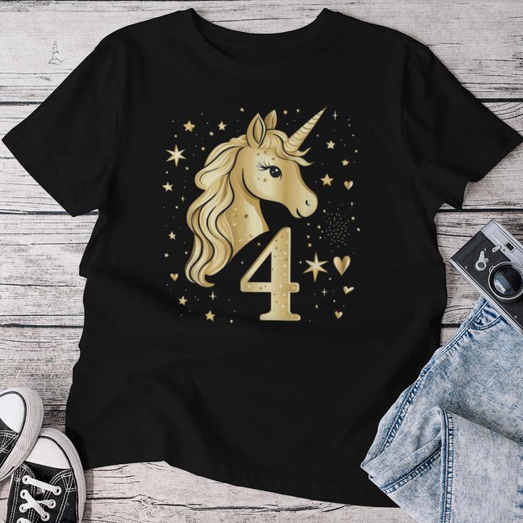 Birthday 4 Years Girls' Unicorn Outfit 4Th Birthday T-shirt Frauen Lustige Geschenke