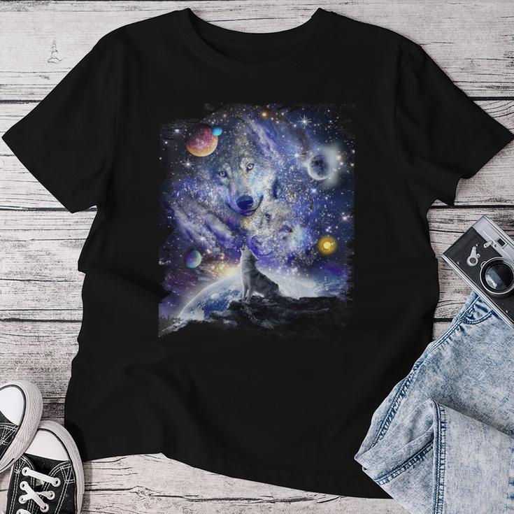 Cosmic Space Wolf Wolves Family Howling Constellation T-shirt Frauen Lustige Geschenke