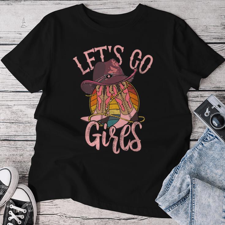 Cowboy Hat Boots Let Is Go Girls Western Pink Cowgirls T-shirt Frauen Lustige Geschenke