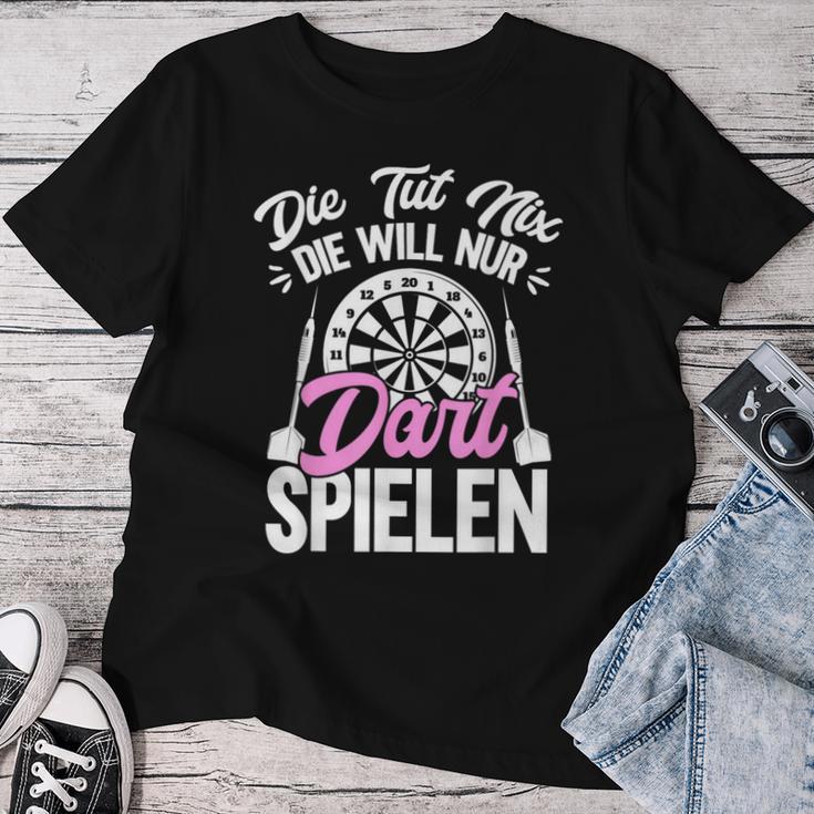 Die Will Nur Dart Spielen Dartboard Women's Darts T-shirt Frauen Lustige Geschenke