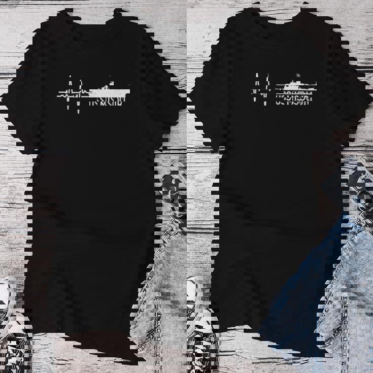 Ekg Heartbeat Uss Missouri Bb-63 Acorazado Camiseta de mujer Regalos divertidos