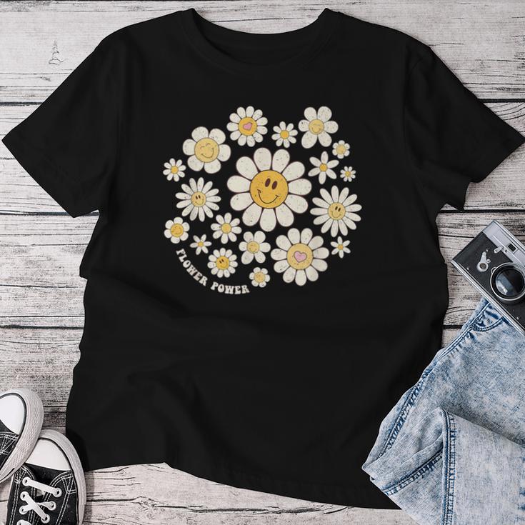 Flower Power Süßes Lächeln Gesichtsblume Happy Face Blumen Mädchen T-shirt Frauen Lustige Geschenke