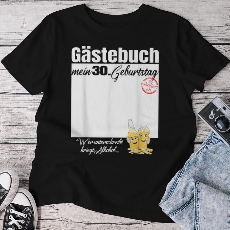 Guest Book 30Th Birthday Who Signs Beers T-shirt Frauen Lustige Geschenke