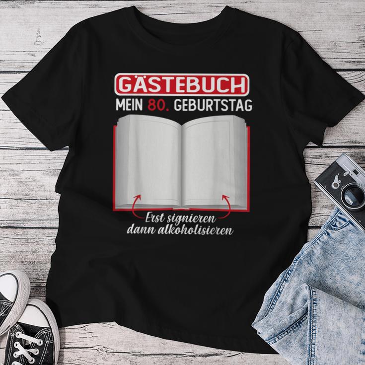 Guest Book 80Th Birthday Decoration Man Woman 80Th Birthday T-shirt Frauen Lustige Geschenke