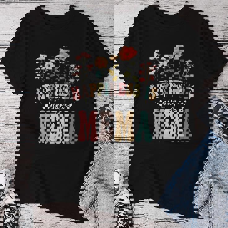 Happiness Is Being A Mema Floral Mema Mother's Day Women T-shirt Funny Gifts