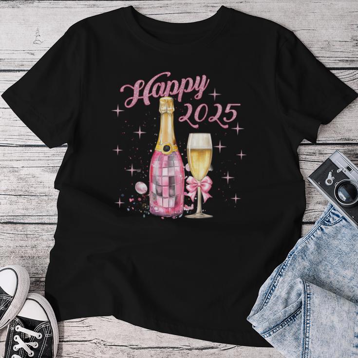 Happy 2025 Happy New Year New Year Sparkling Wine Party T-shirt Frauen Lustige Geschenke